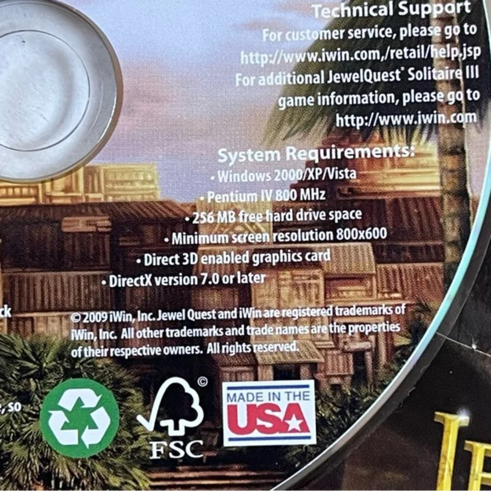 Jewel Quest Solitaire III Games PC Cd‎ ROM Game E Everyone ESRB iWin Games 2008